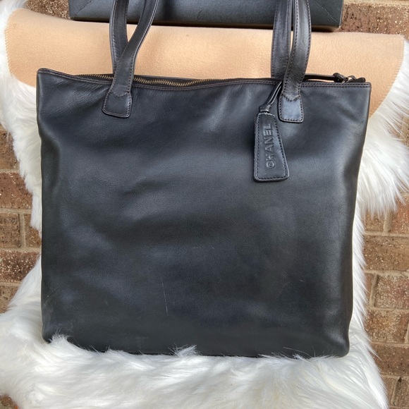 Chanel Black Leather Monogram Tote - Picture 6 of 8